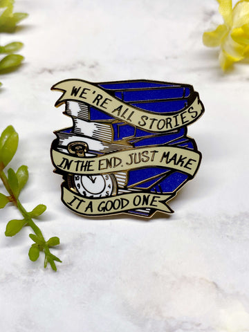 Pearlescent "We're All Stories" Enamel Pin